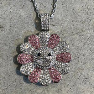 Murakami Flower Necklace Pink Silver